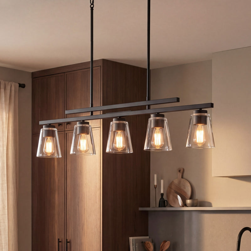 Savoy House Calhoun 5-Light Linear Chandelier, Matte Black