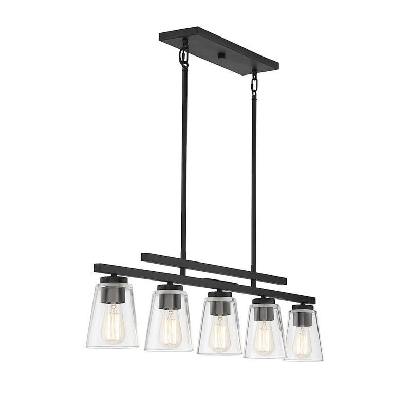 Savoy House Calhoun 5-Light Linear Chandelier, Matte Black