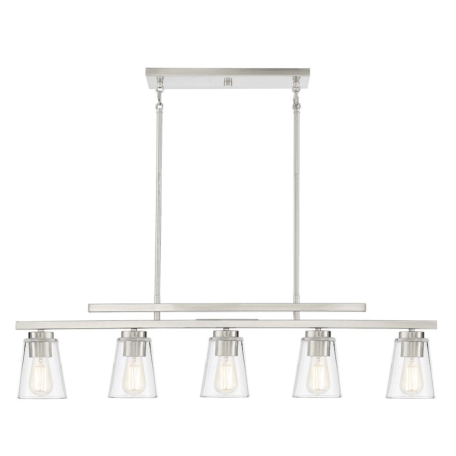 Savoy House Calhoun 5-Light Linear Chandelier, Satin Nickel - 1-1023-5-SN