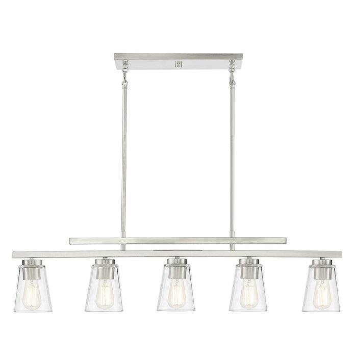 Savoy House Calhoun 5-Light Linear Chandelier, Satin Nickel