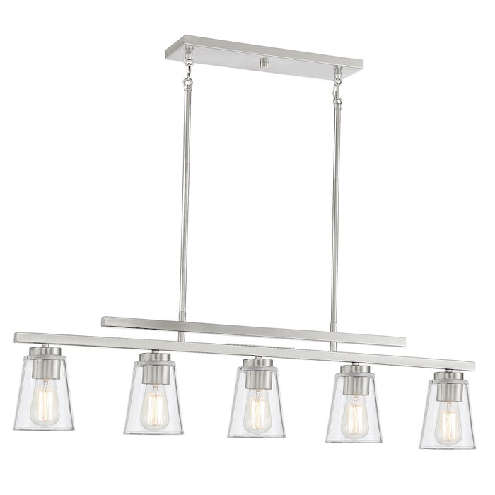 Savoy House Calhoun 5-Light Linear Chandelier, Satin Nickel