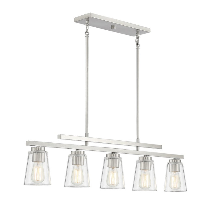 Savoy House Calhoun 5-Light Linear Chandelier, Satin Nickel