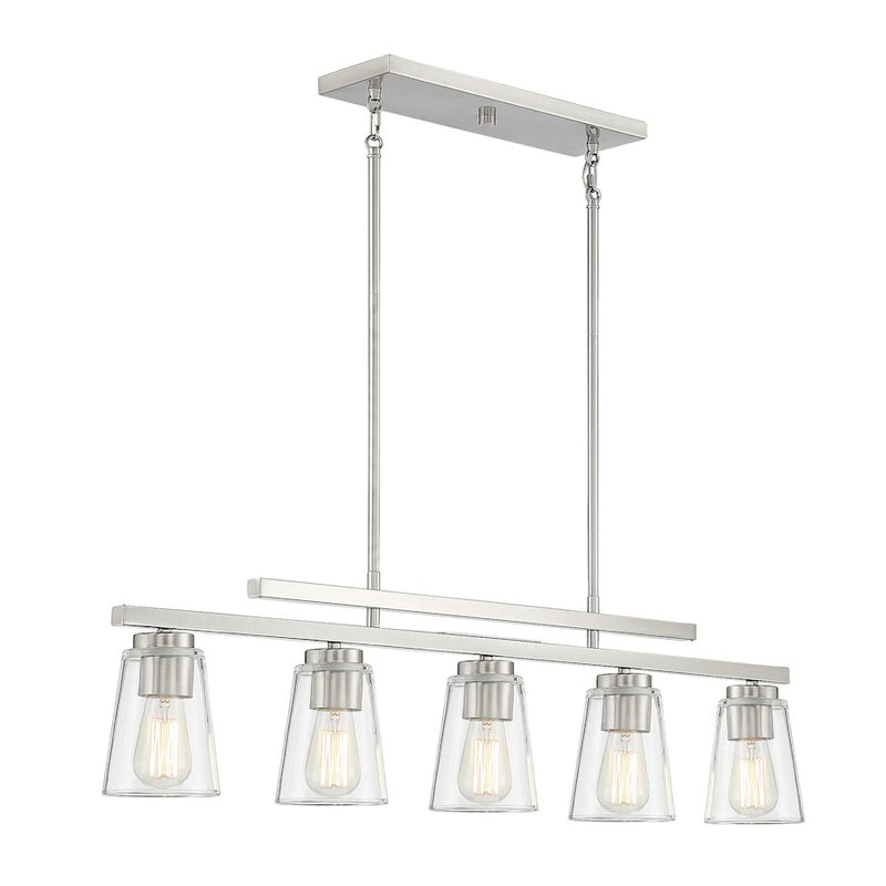 Savoy House Calhoun 5-Light Linear Chandelier, Satin Nickel