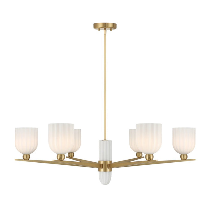 Savoy House Collier 6Lt Chandelier, White Opal, Warm Brass - 1-1125-6-322