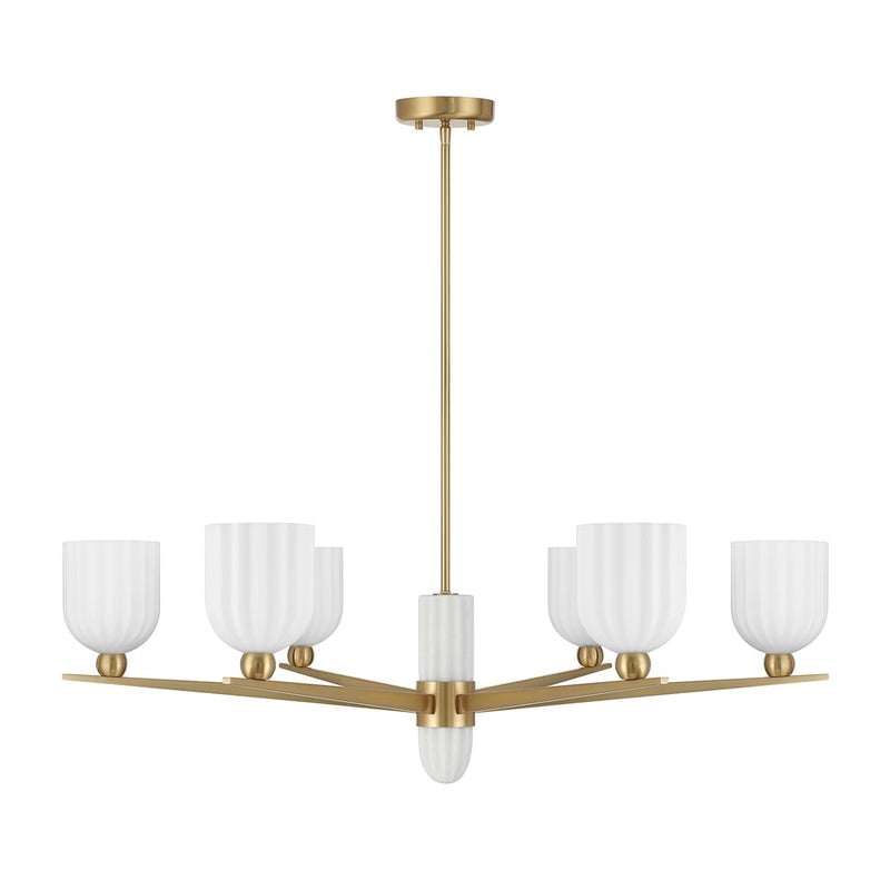 Savoy House Collier 6Lt Chandelier, White Opal, Warm Brass