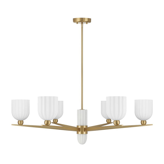 Savoy House Collier 6Lt Chandelier, White Opal, Warm Brass
