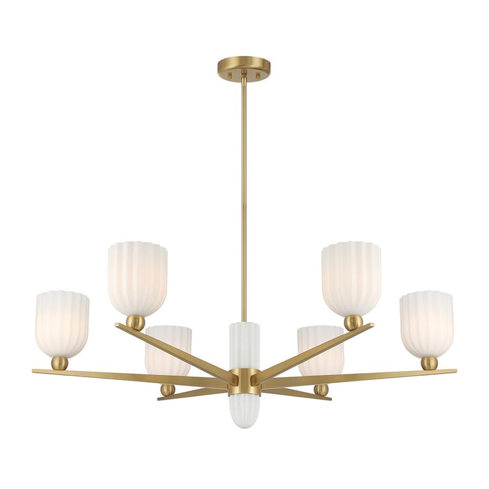 Savoy House Collier 6Lt Chandelier, White Opal, Warm Brass