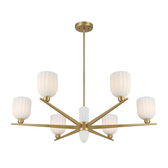 Savoy House Collier 6Lt Chandelier, White Opal, Warm Brass