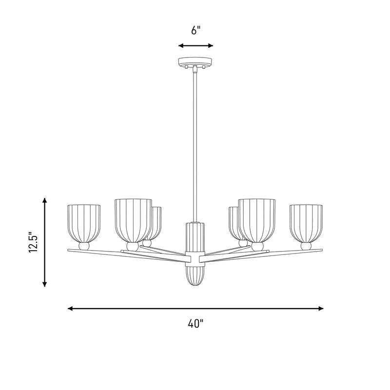Savoy House Collier 6Lt Chandelier, White Opal, Warm Brass