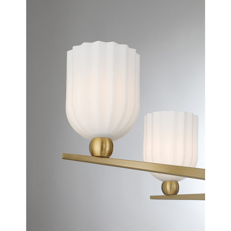 Savoy House Collier 6Lt Chandelier, White Opal, Warm Brass