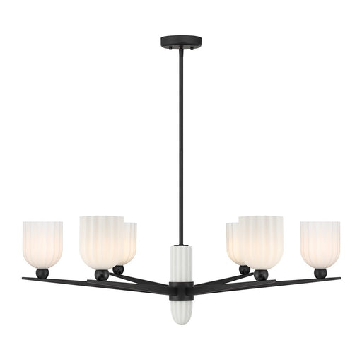 Savoy House Collier 6Lt Chandelier, White Opal, Matte Black - 1-1125-6-89