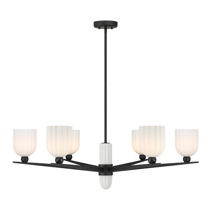 Savoy House Collier 6Lt Chandelier, White Opal, Matte Black - 1-1125-6-89