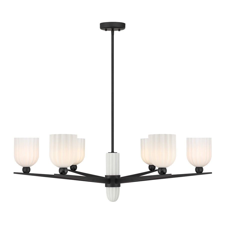 Savoy House Collier 6Lt Chandelier, White Opal, Matte Black - 1-1125-6-89