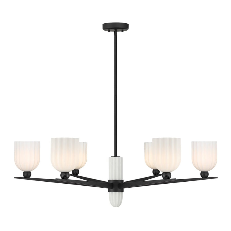Savoy House Collier 6Lt Chandelier, White Opal, Matte Black