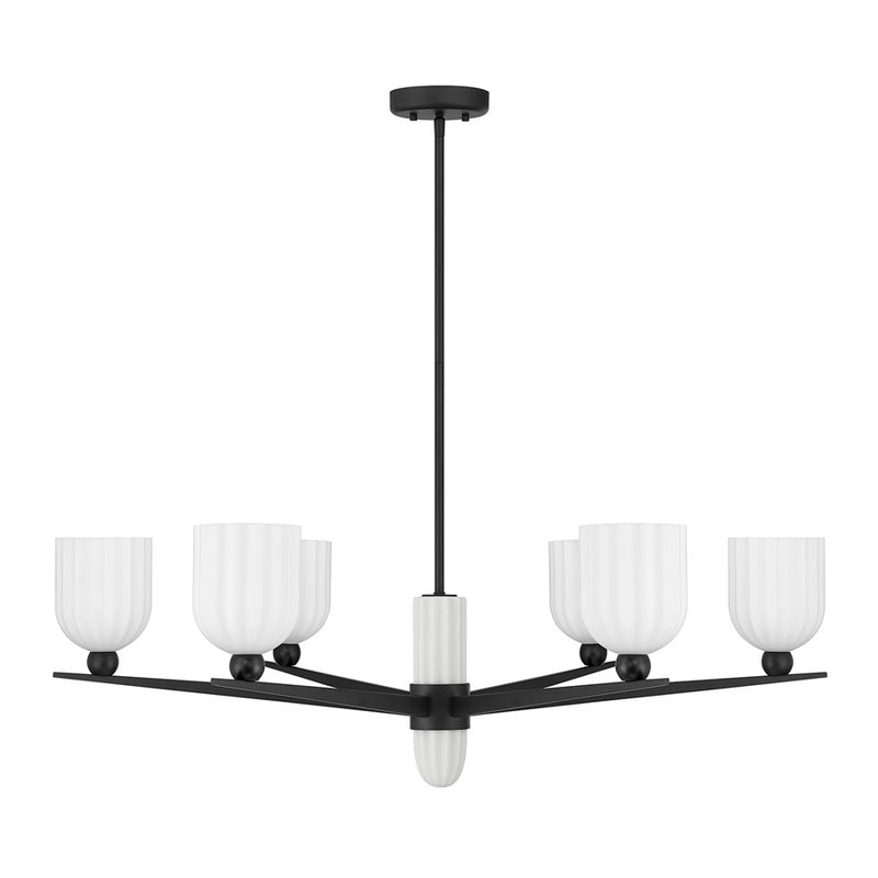 Savoy House Collier 6Lt Chandelier, White Opal, Matte Black