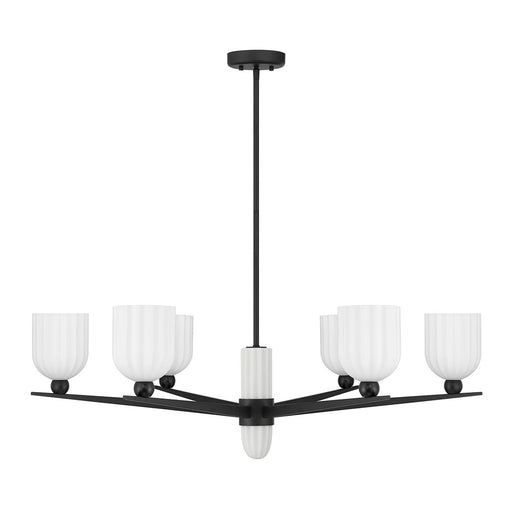 Savoy House Collier 6Lt Chandelier, White Opal, Matte Black