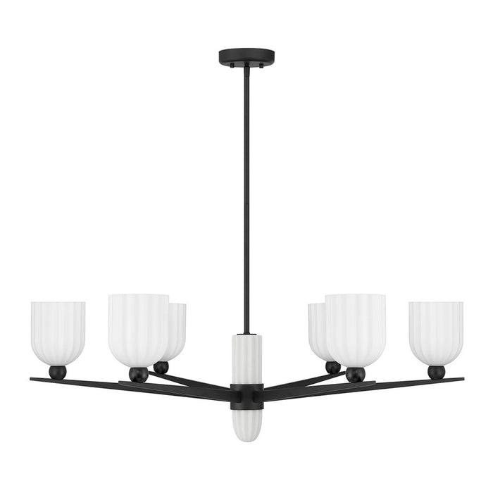 Savoy House Collier 6Lt Chandelier, White Opal, Matte Black