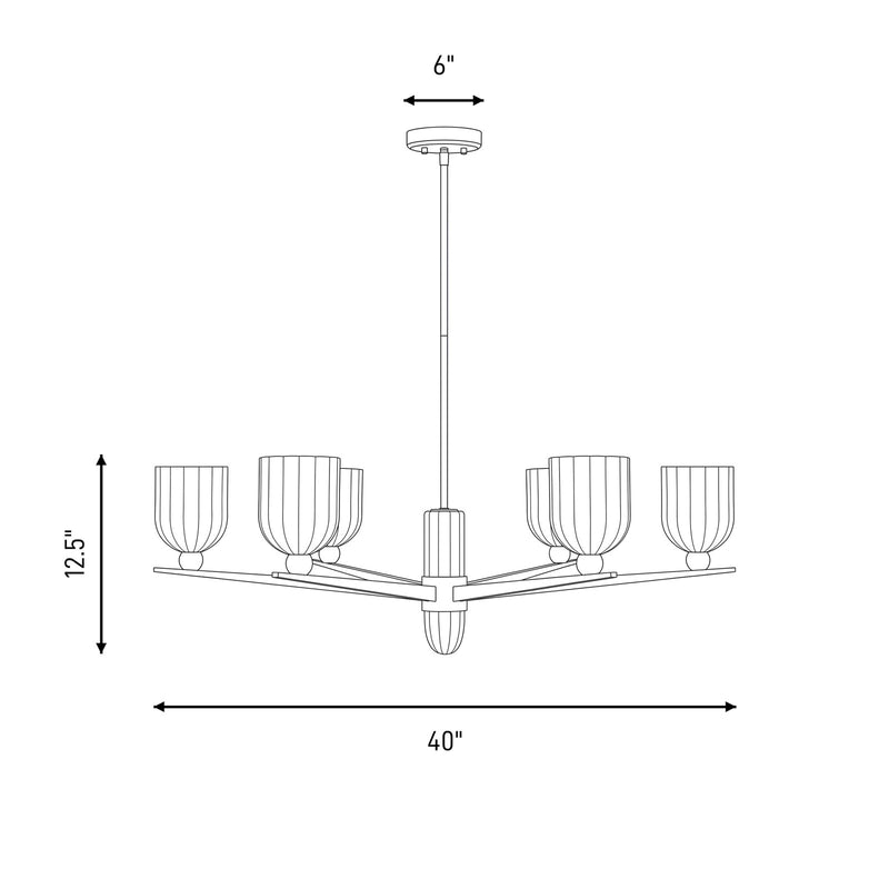 Savoy House Collier 6Lt Chandelier, White Opal, Matte Black
