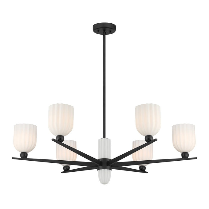 Savoy House Collier 6Lt Chandelier, White Opal, Matte Black