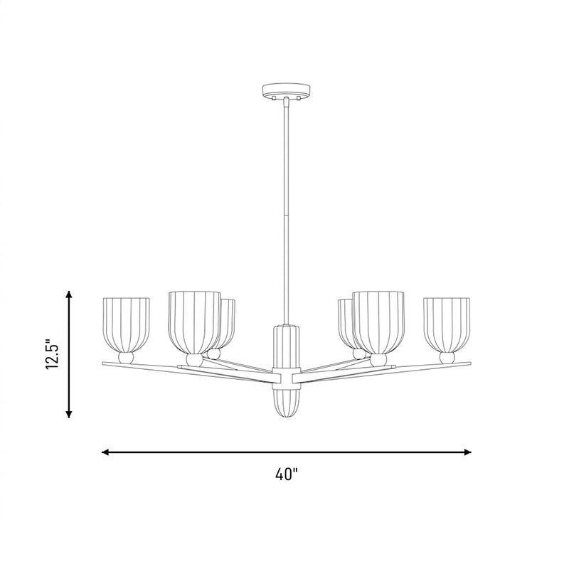 Savoy House Collier 6Lt Chandelier, White Opal, Matte Black