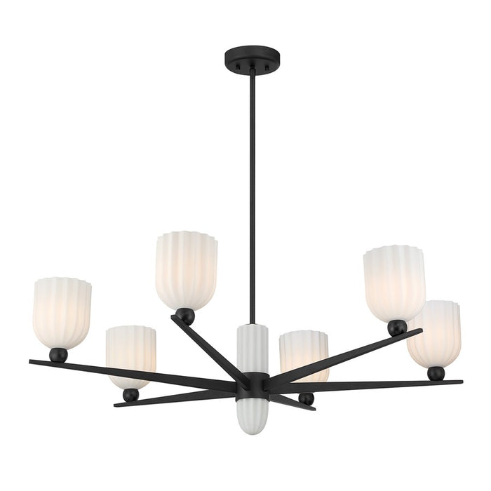 Savoy House Collier 6Lt Chandelier, White Opal, Matte Black