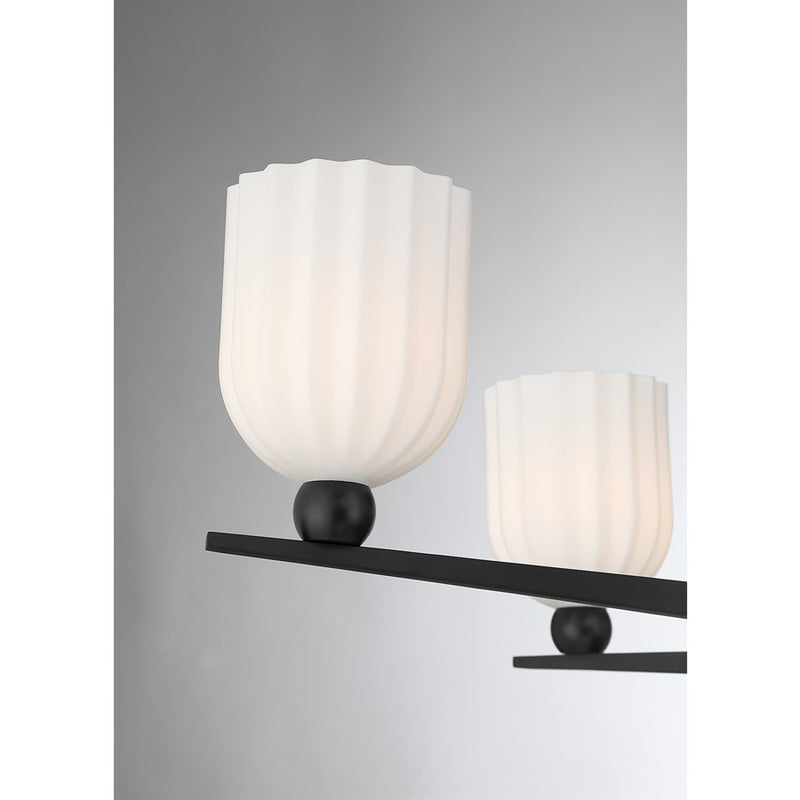 Savoy House Collier 6Lt Chandelier, White Opal, Matte Black