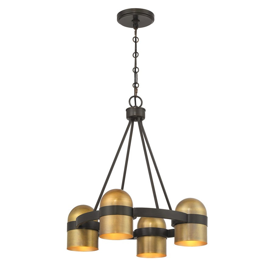Savoy House Andover 4Lt Chandelier, Bronze/Riviera Brass - 1-1151-4-333