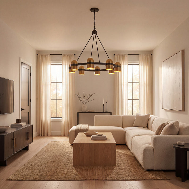 Savoy House Andover 8Lt Chandelier, Bronze/Riviera Brass