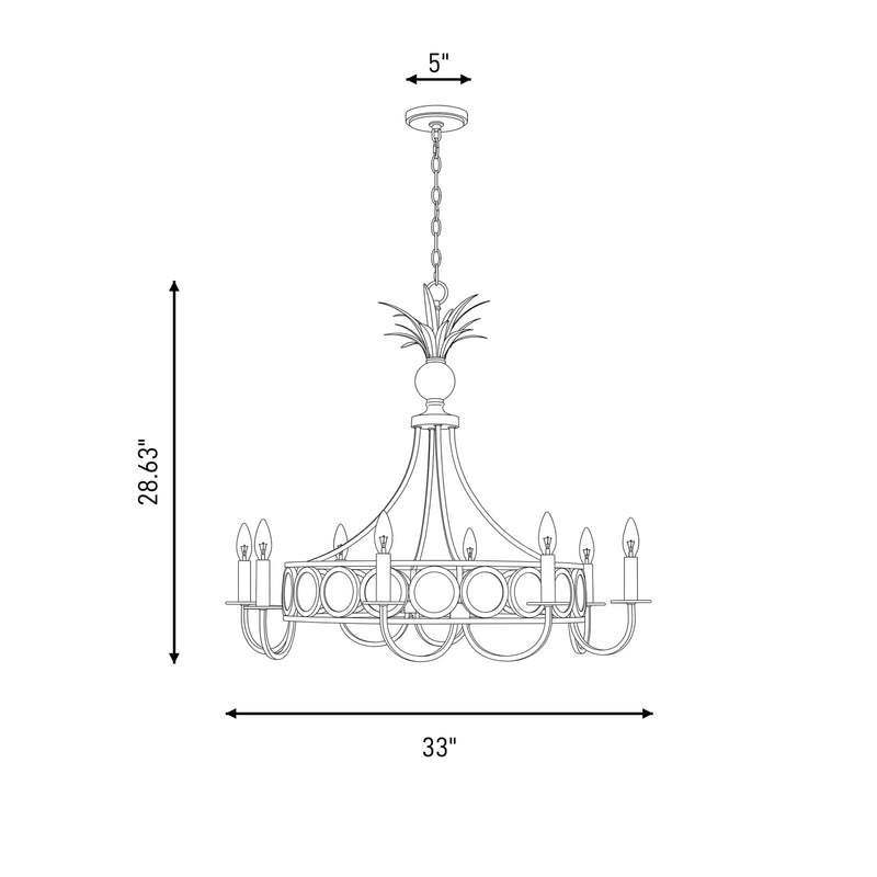 Savoy House Hearst 8 Lt Chandelier, Antique, Noble Brass
