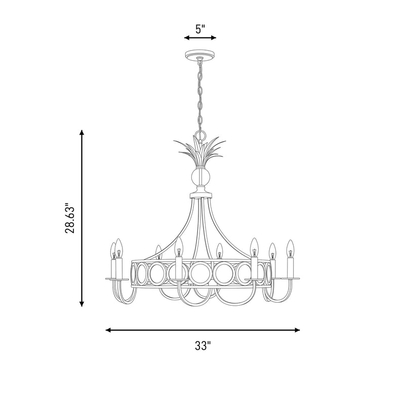 Savoy House Hearst 8 Lt Chandelier, Blk, Black Tourmaline
