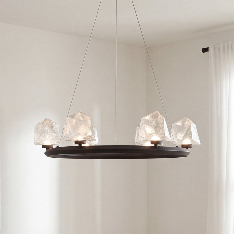 Savoy House Castello 6 Lt Chandelier, Clear Seeded, Matte Black