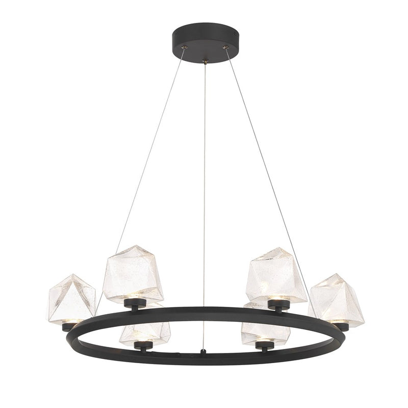 Savoy House Castello 6 Lt Chandelier, Clear Seeded, Matte Black