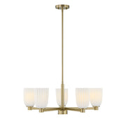 Savoy House Essentials Baldwin 5Lt Chandelier, Brass/White - 1-1246-5-127