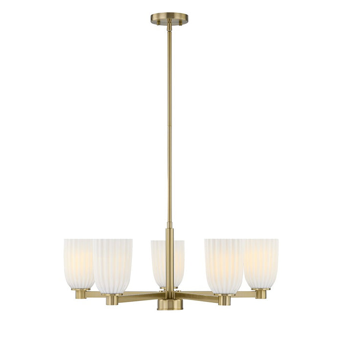 Savoy House Essentials Baldwin 5Lt Chandelier, Brass/White - 1-1246-5-127