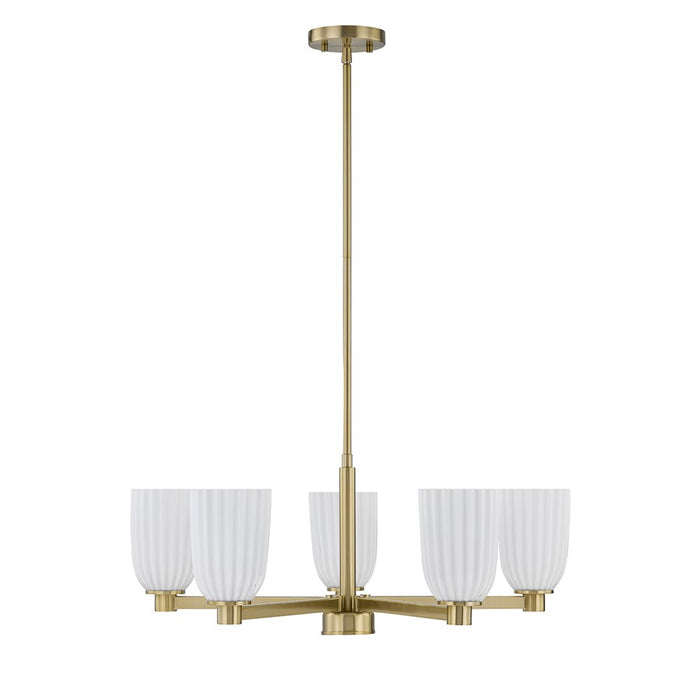 Savoy House Essentials Baldwin 5Lt Chandelier, Brass/White