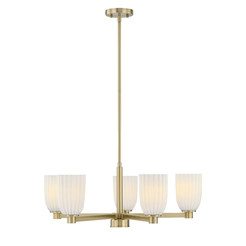 Savoy House Essentials Baldwin 5Lt Chandelier, Brass/White