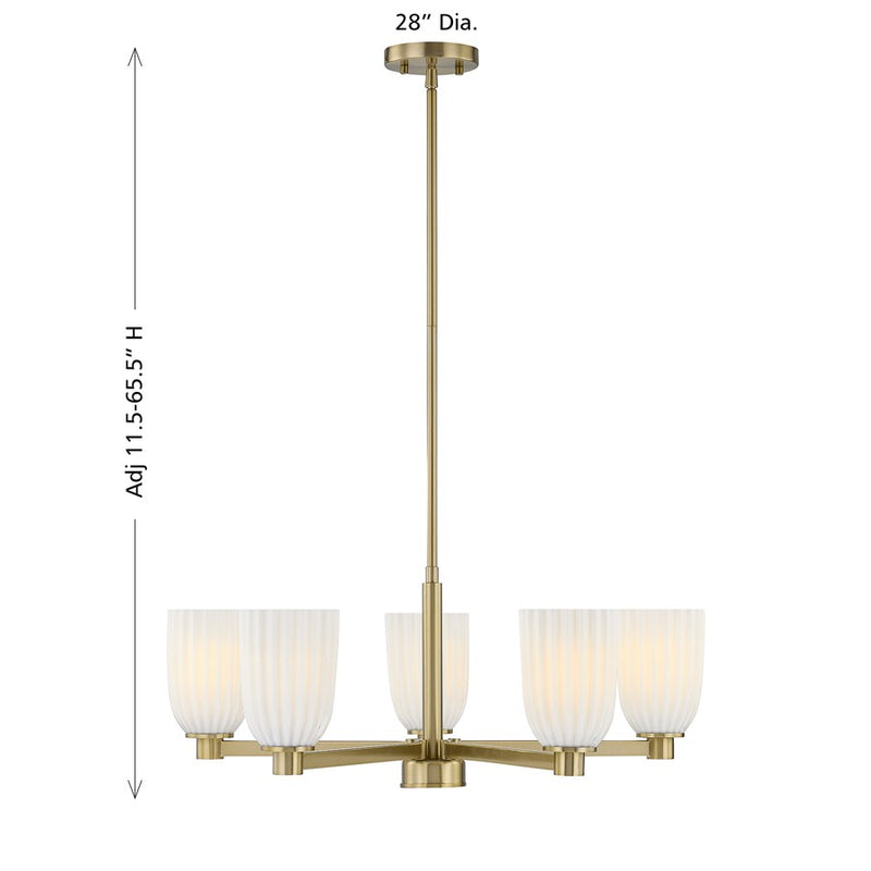 Savoy House Essentials Baldwin 5Lt Chandelier, Brass/White