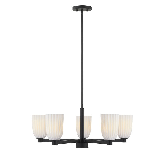 Savoy House Essentials Baldwin 5Lt Chandelier, Black/White Opal - 1-1246-5-89