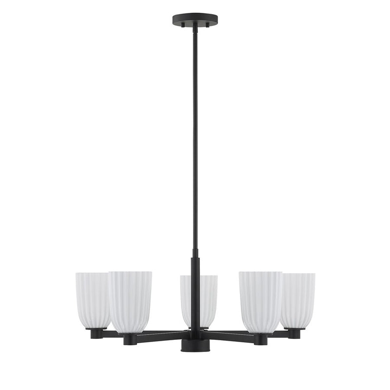 Savoy House Essentials Baldwin 5Lt Chandelier, Black/White Opal