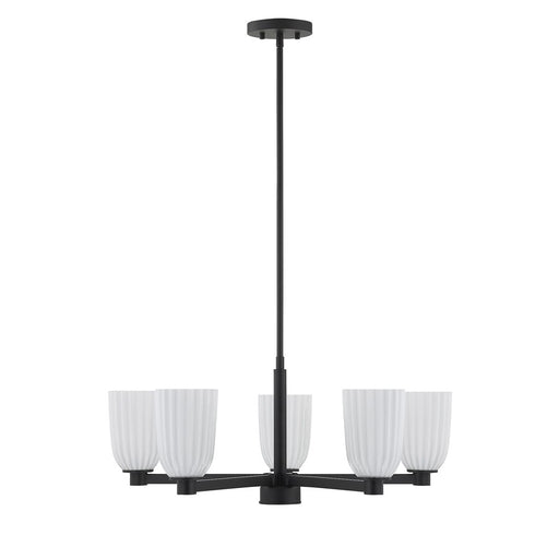 Savoy House Essentials Baldwin 5Lt Chandelier, Black/White Opal