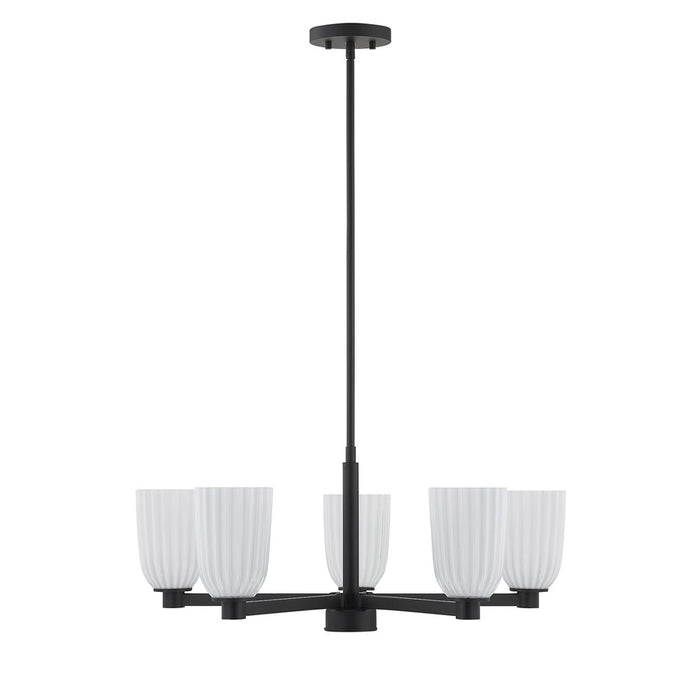 Savoy House Essentials Baldwin 5Lt Chandelier, Black/White Opal