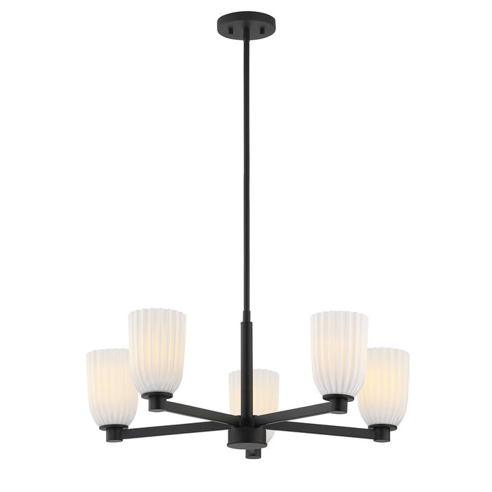 Savoy House Essentials Baldwin 5Lt Chandelier, Black/White Opal