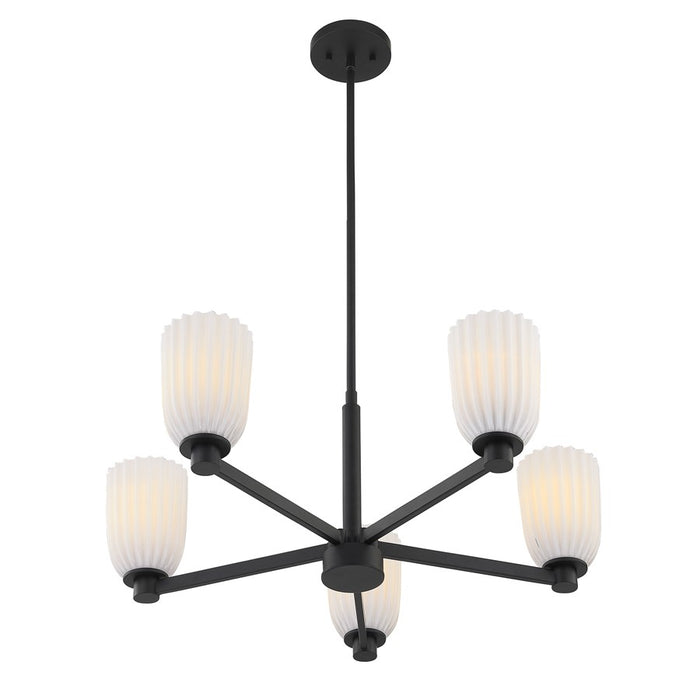 Savoy House Essentials Baldwin 5Lt Chandelier, Black/White Opal