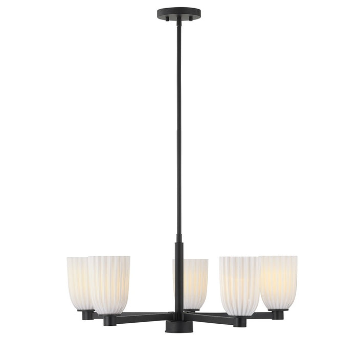 Savoy House Essentials Baldwin 5Lt Chandelier, Black/White Opal