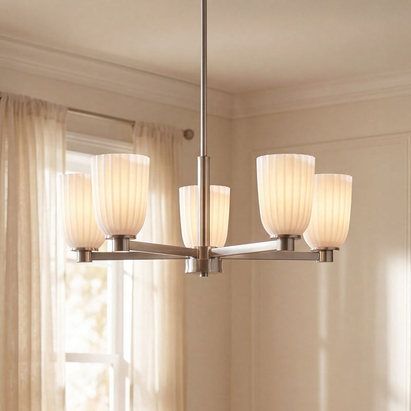 Savoy House Essentials Baldwin 5Lt Chandelier, Satin Nickel