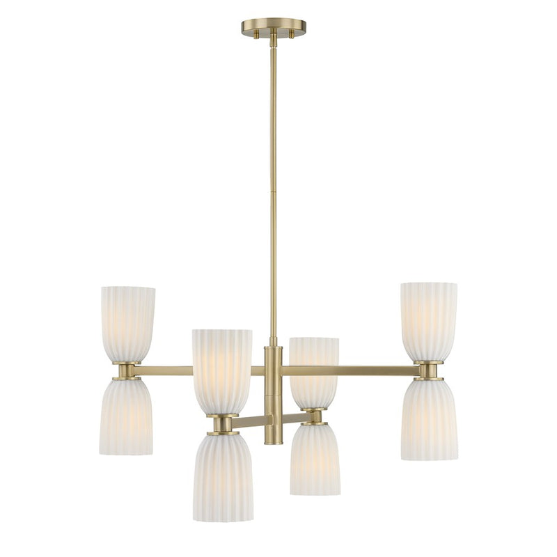 Savoy House Essentials Baldwin 8Lt Chandelier, Brass/White