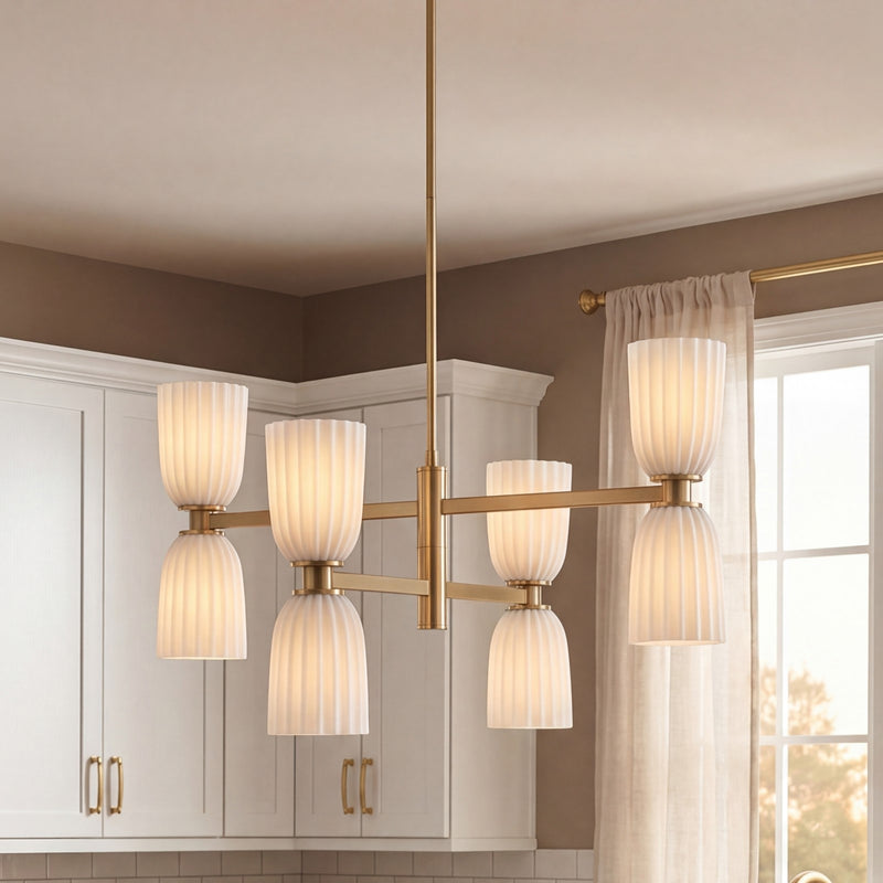 Savoy House Essentials Baldwin 8Lt Chandelier, Brass/White