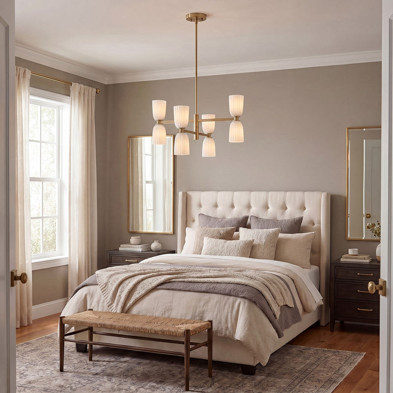 Savoy House Essentials Baldwin 8Lt Chandelier, Brass/White