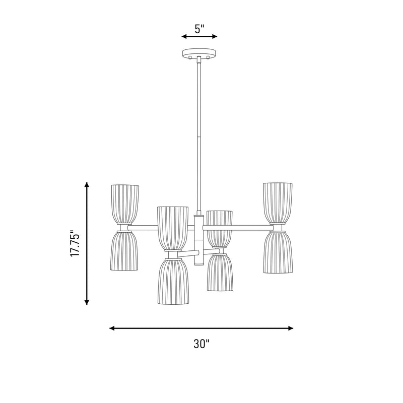 Savoy House Essentials Baldwin 8Lt Chandelier, Brass/White