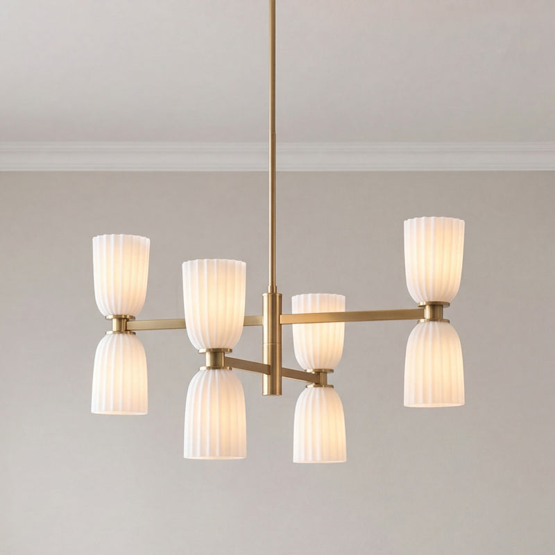 Savoy House Essentials Baldwin 8Lt Chandelier, Brass/White